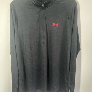 Men’s Black/Red Under Armour Logo Quarter Zip Lightweight Loose Fit Pullover